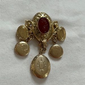 Vintage 1980s Victorian Revival Multi Locket Brooch
